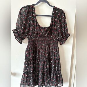 Trixxi Black Dress with Red & White Floral Accents size Small